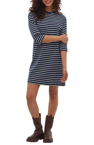 Bench . Mab Stripe Three-quarter Sleeve Dress In Navy