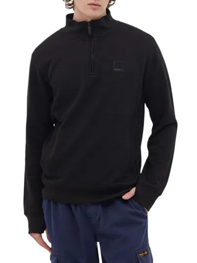 Bench Men's Logo Half Zip Up Pullover In Black