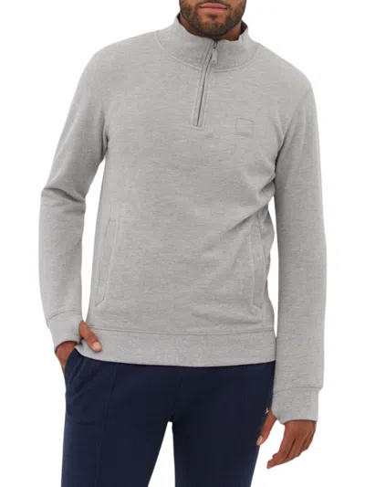 Bench Men's Logo Half Zip Up Pullover In Grey Marl