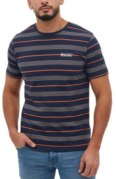 Bench . Milos Striped Cotton T-shirt In Blue