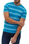 Bench . Milos Striped Cotton T-shirt In Ocean Blue