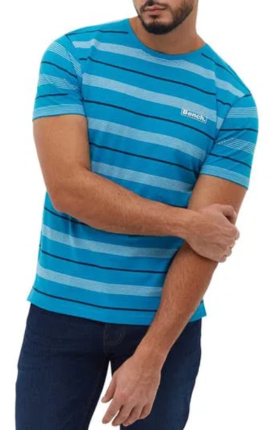 Bench . Milos Striped Cotton T-shirt In Ocean Blue