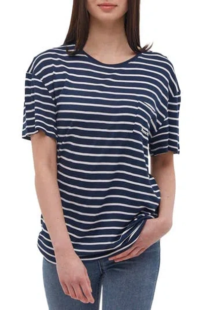 Bench . Nouria Stripe T-shirt In Navy