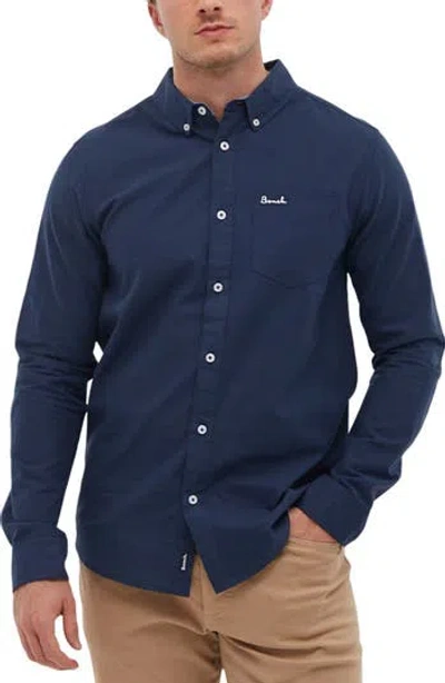 Bench . Oxford Cotton Button-down Shirt In Navy