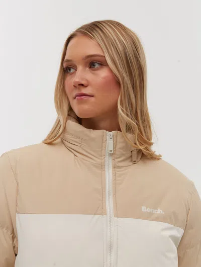 Bench Phyllis Two-tone Long Parka In Beige