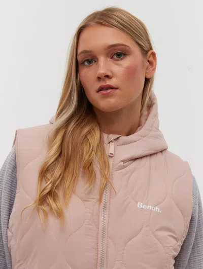 Bench Recca Honeycomb Quilted Maxi Vest In Pink