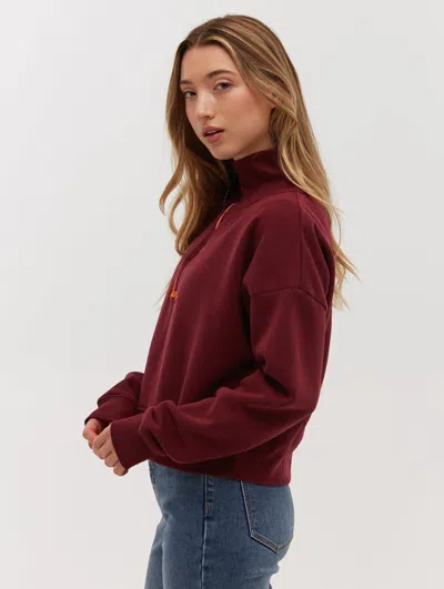 Bench Rochelle Zip Mock Neck Crop Sweatshirt In White