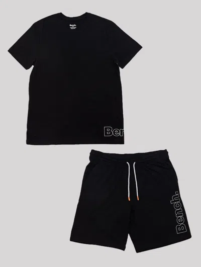 Bench T-shirt & Shorts Sleep Set In Black