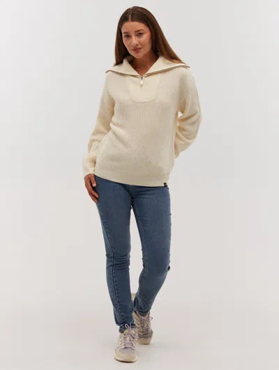 Bench Thurynn Oversize Zippered Funnel Sweater In White