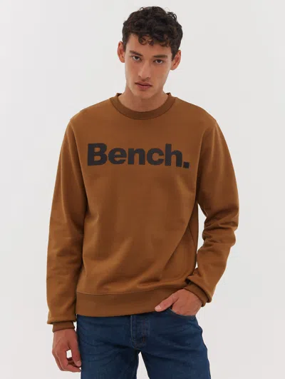 Bench Tipster Perforated Logo Crew Neck Sweatshirt In Brown