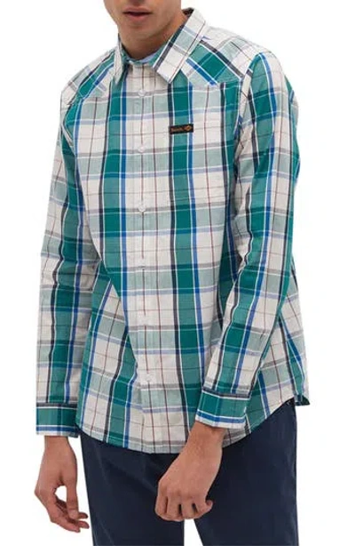 Bench . Tycho Check Button-up Shirt In White Green Blue