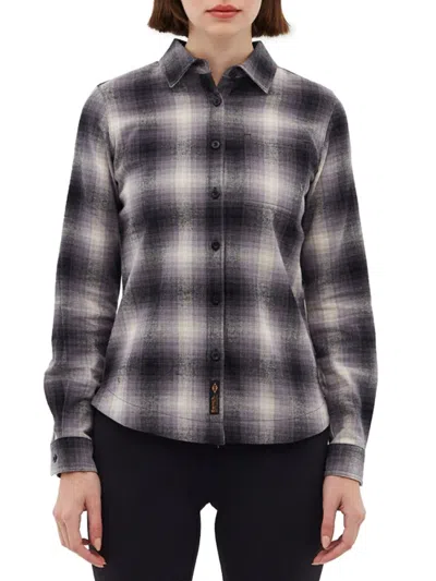 Bench Women's Cheviotti Plaid Flannel Shirt In Black Multicolor