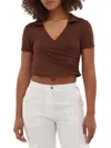 Bench Constance Collared Crop Top In Chocolate