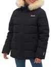 Bench Women's Faux Fur Trim Puffer Jacket In Black