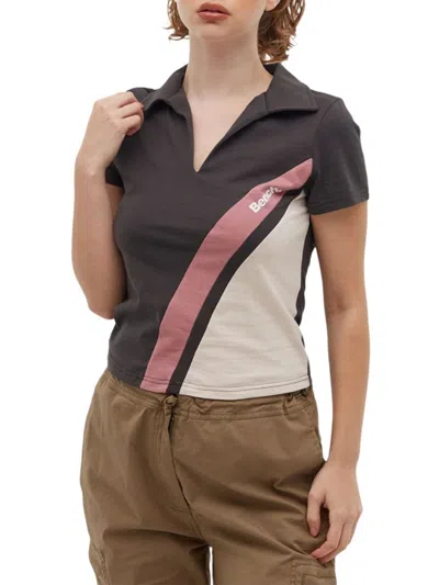 Bench Women's Marple Heritage Colorblock Johnny Collar Polo In Raven