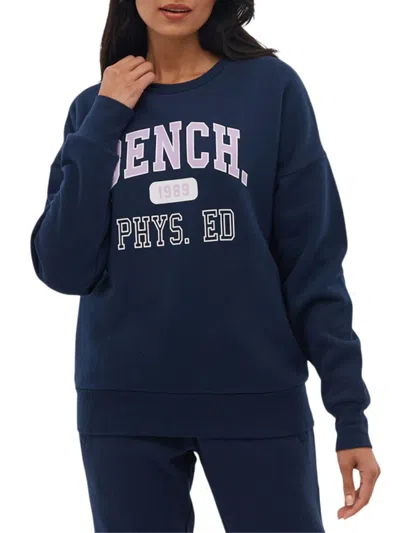 Bench Women's Mayhem Varsity Crewneck Sweatshirt In Navy