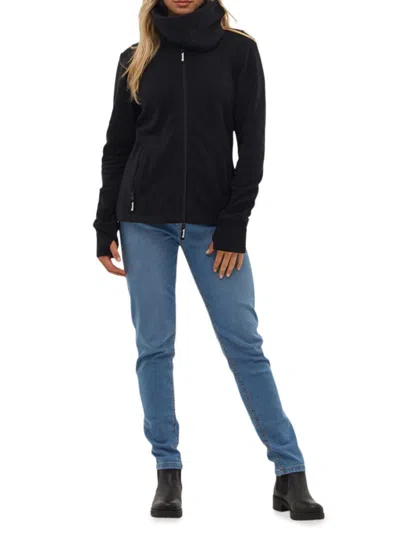 Bench Women's Microfleece Thumbhole Zip Jacket In Black
