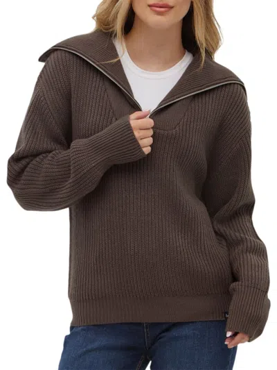 Bench Women's Thurynn Oversized Funnel Neck Sweater In Charcoal