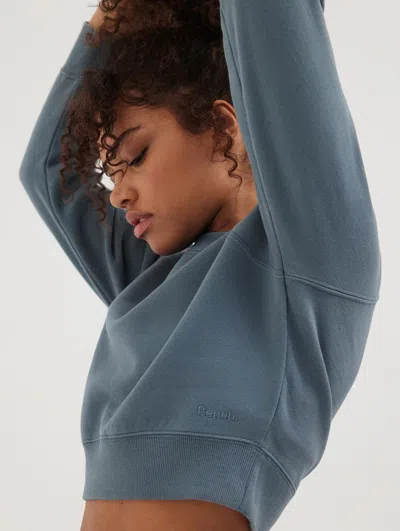 Bench Womens Crown Eco-fleece Cropped Crew Neck Sweatshirt In Grey