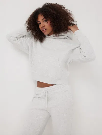 Bench Womens Hart Eco-fleece Cropped Hoodie In White