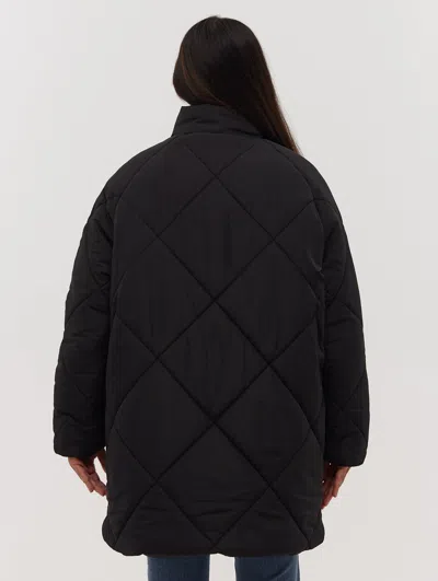 Bench Yarah Oversize Diamond Puffer Coat In Black