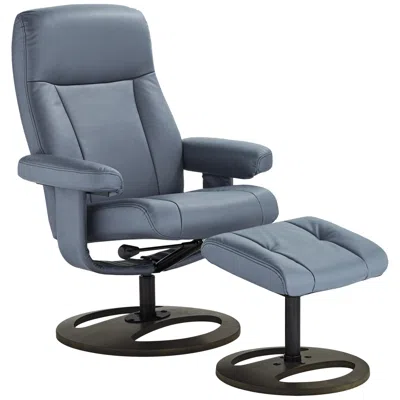 Benchmaster Bruce Bermuda Gray Faux Leather Swivel Recliner And Ottoman