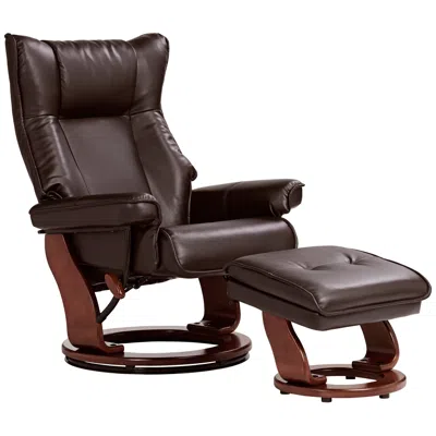 Benchmaster Morgan Java Faux Leather Ottoman And Swiveling Recliner