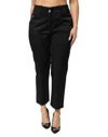 Bencivenga Black Cotton Blend Cropped Straight Leg Pants In Black