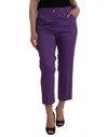 Bencivenga Cotton Midwaist Straight Cropped Women's Pants In Purple