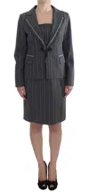 Bencivenga Elegant Gray Checkered Sheath Suit Set