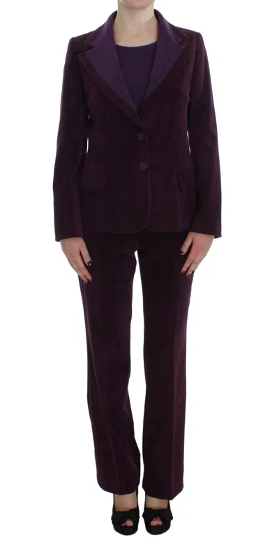 Bencivenga Purple Wool Suit T-shirt Set