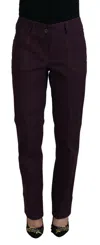 Bencivenga Purple Cotton Mid Waist Women Tapered Pants