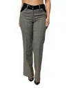 Bencivenga Gray Wool Blend Plaid Straight Leg Velvet Waist Pants In Gray