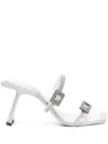 Benedetta Bruzziches 90mm Rhinestoned Leather Mules In Silver