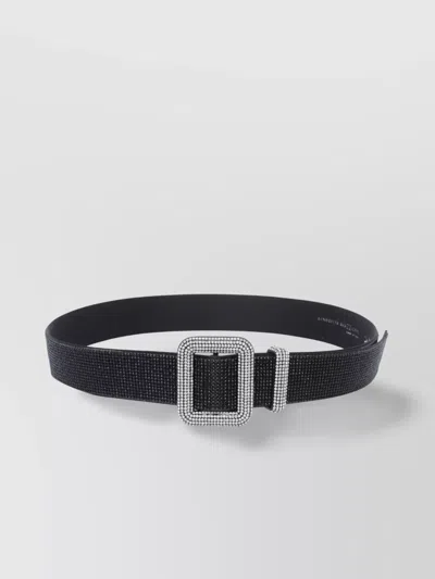 BENEDETTA BRUZZICHES ADJUSTABLE CRYSTAL EMBELLISHED SQUARE BUCKLE BELT