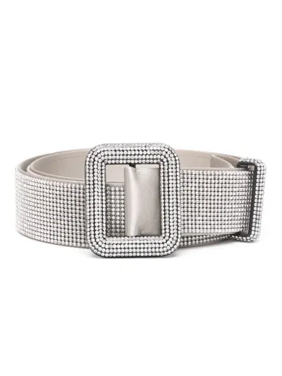 Benedetta Bruzziches Aluminum Mesh Belt With Crystal Rhinestone Accents In Grey