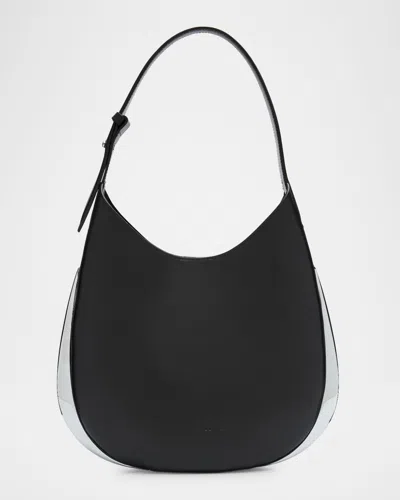 Benedetta Bruzziches Womens Nero Amalia Metallic-panel Leather Hobo Bag