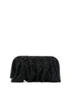 Benedetta Bruzziches Venus La Grande Ruched Crystal Mesh Clutch Bag In Black
