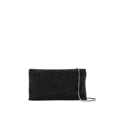 Benedetta Bruzziches Crystal-embellished Mesh Clutch Bag In Black