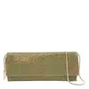 Benedetta Bruzziches Chain Strap Rectangular Shoulder Bag With Rhinestone Embellishment In Green