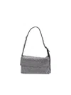 Benedetta Bruzziches Vitty La Mignon' Silver Shoulder Bag With Gem Embellishment In Rhinestone Mesh In Grey