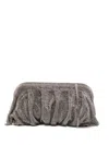 Benedetta Bruzziches Beaded Pleated Clutch Bag In Silver