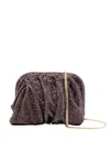 Benedetta Bruzziches Beaded Pleated Clutch Bag In Purple