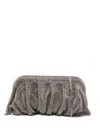 Benedetta Bruzziches Beaded Pleated Clutch Bag In Silver