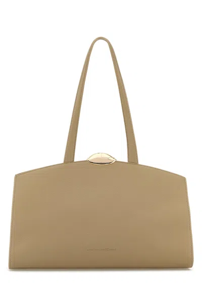 Benedetta Bruzziches Beige Leather Serena Shopping Bag In Brown