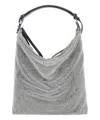 Benedetta Bruzziches Slouchy Draped Shoulder Bag With Rhinestone Embellishment In Silver