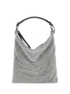 Benedetta Bruzziches Slouchy Draped Shoulder Bag With Rhinestone Embellishment In Silver