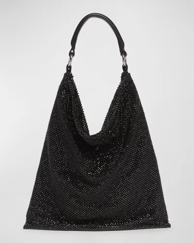 Benedetta Bruzziches Bella Ciao Mesh Crystal Hobo Bag In Neutral