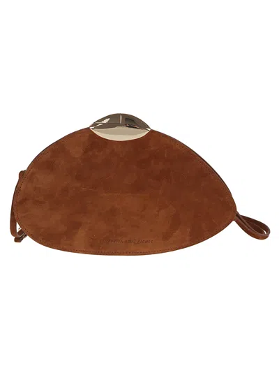 Benedetta Bruzziches Belle De Jour Logo Debossed Clutch Bag In Brown