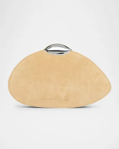 Benedetta Bruzziches Belle De Jour Suede Clutch Bag In Neutrals